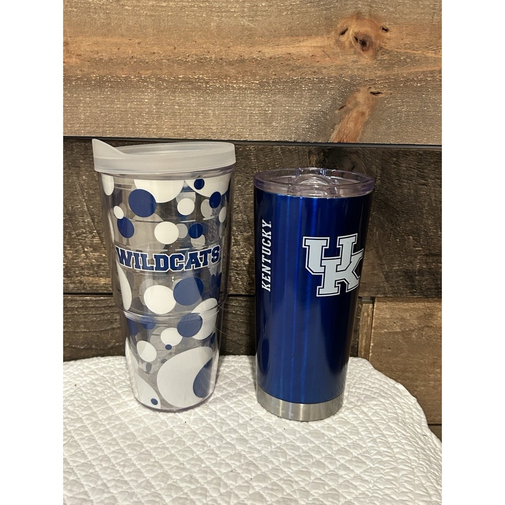 Lot of 2 University of Kentucky Wildcats UK 24oz Tervis Tumblers & Stainless Cup